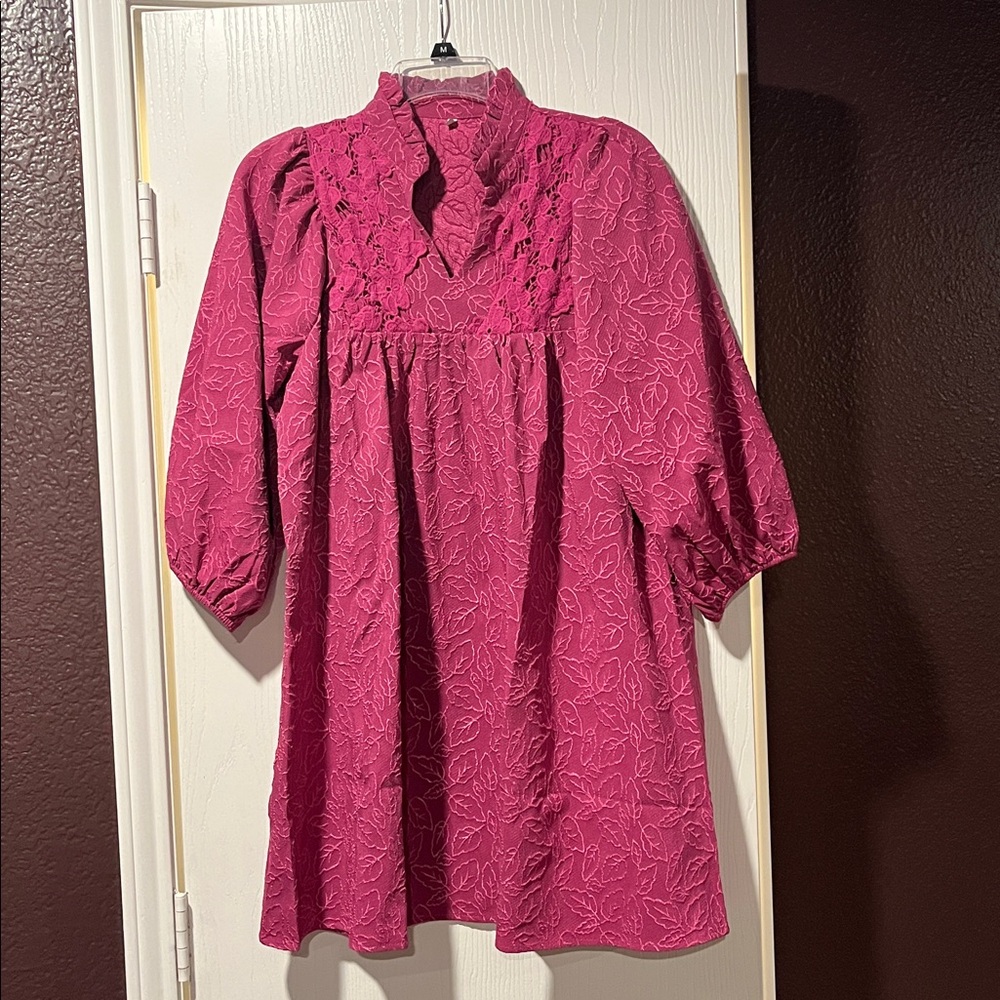 Pink Embroidered Tunic Dress